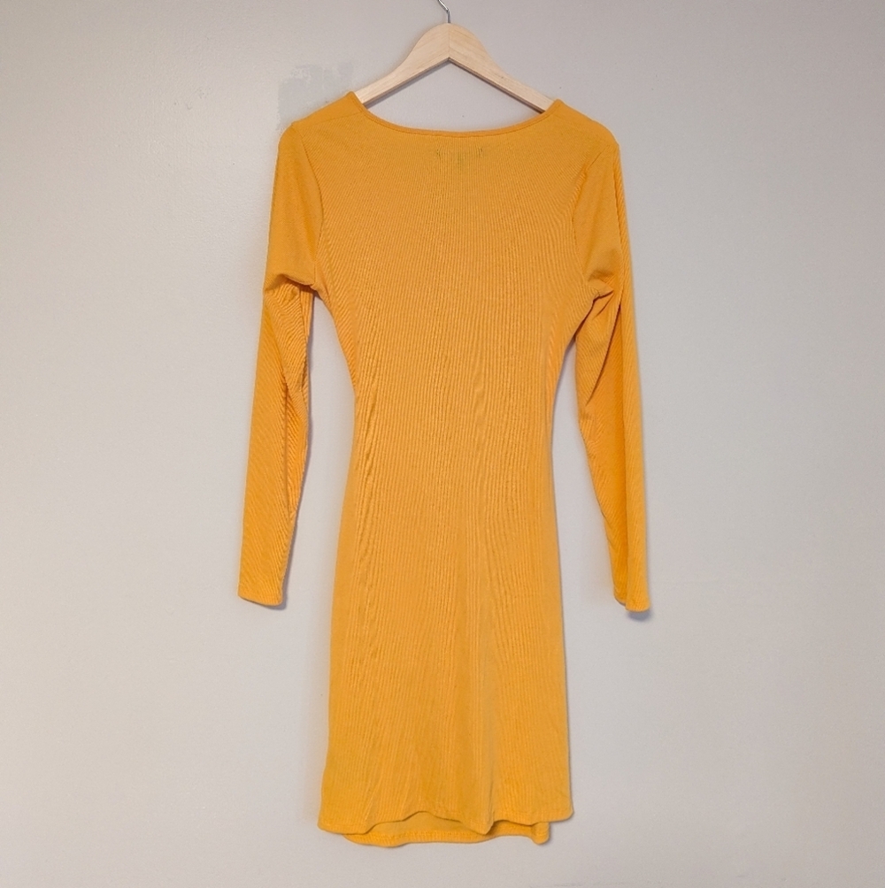 BCBG Paris Yellow Ribbed Bodycon Dress - Picture 2 of 4